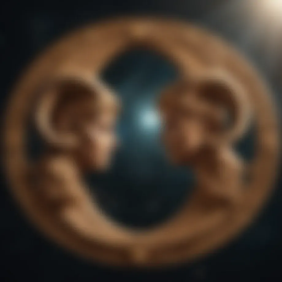 Astrological symbols for Aries and Gemini intertwined in cosmic harmony