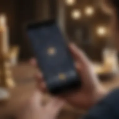 User Experience with Horoscope Applications A user engaging with a horoscope app on a smartphone