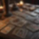 A variety of tarot cards spread across a table