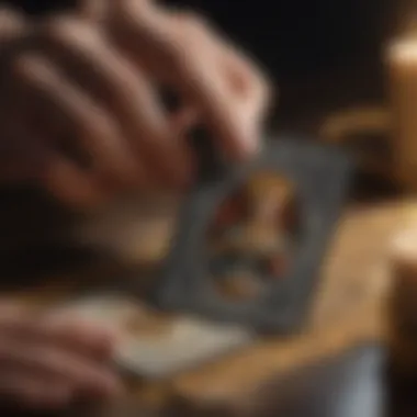 Close-up of a hand revealing the Ali Tarot cards