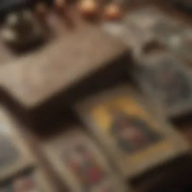 Tarot Cards in a Reading Context A close-up view of tarot cards laid out for a reading