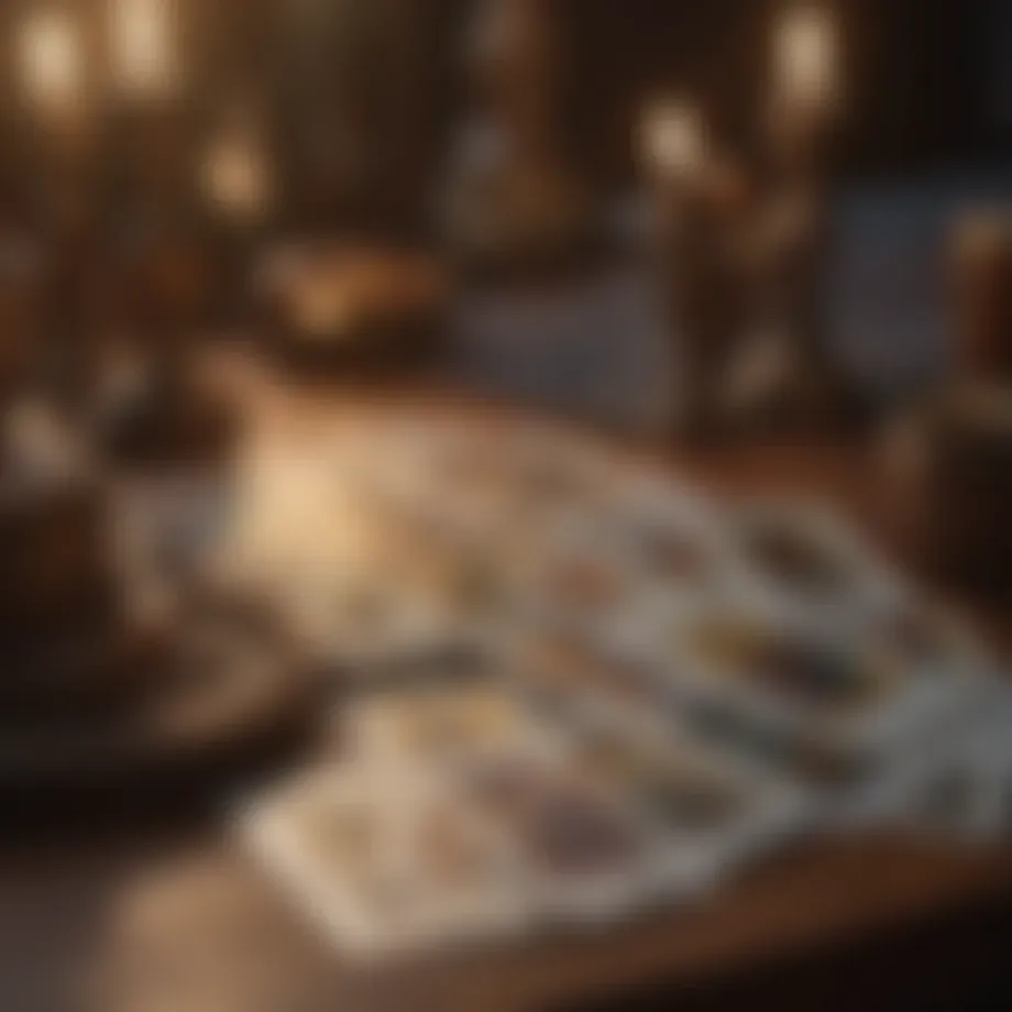 Tarot cards spread on a wooden table, symbolizing career exploration.