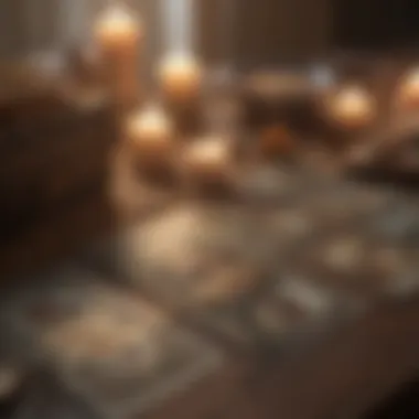 Circle Tarot Cards in a Serene Reading Environment A serene setting featuring circle tarot cards laid out for a reading