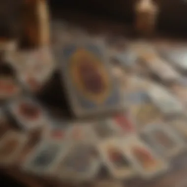 A detailed tarot card spread showcasing various cards