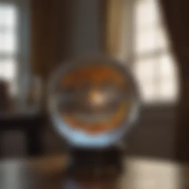 Crystal Visions: Reflecting on Romantic Futures A serene setting of a crystal ball reflecting romantic possibilities
