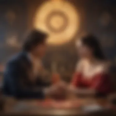 Intertwined Realms: Free Love Meets Fortune Telling An abstract representation of the intertwining of free love and fortune telling