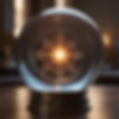 A mystical crystal ball with astrological signs reflected in it