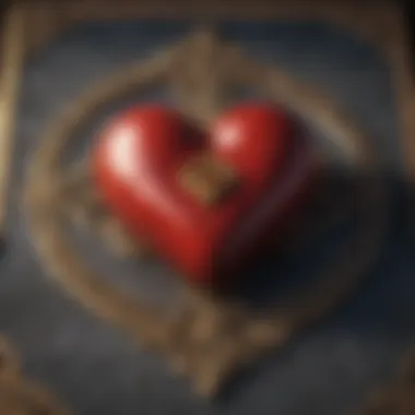 A close-up of a tarot card showing a heart symbol, representing love inquiries.