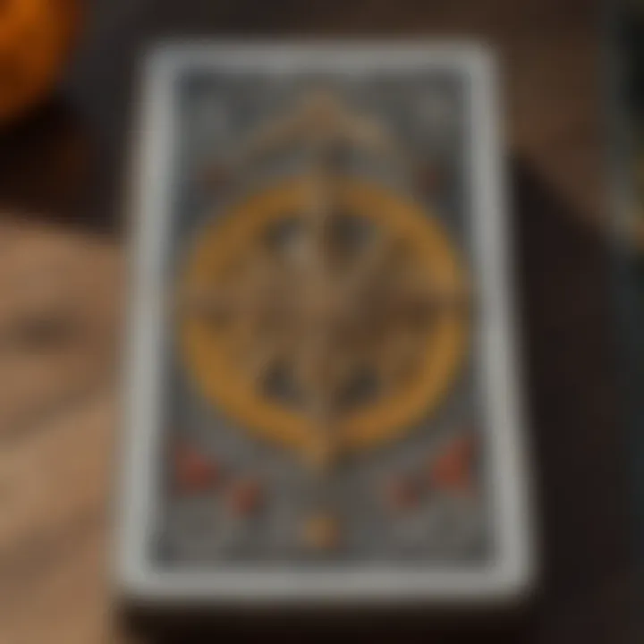 Close-up of a tarot card from the Hanson Roberts Deck