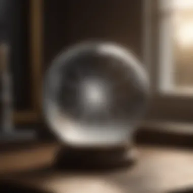 An ethereal crystal ball glowing in a dim room, illustrating the essence of psychic abilities.