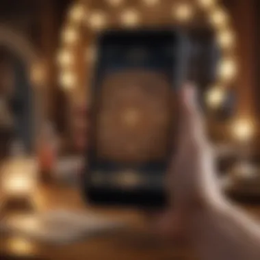 Engagement with Astrology Apps User engaging with an astrology app on a smartphone