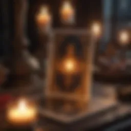 A mystical tarot card spread illuminated by candlelight