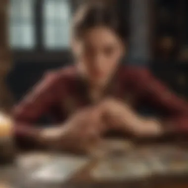 Deep Reflection with Tarot Cards Person contemplating tarot cards
