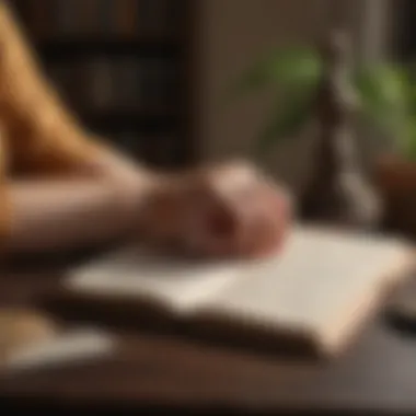 Creating a Learning Environment A serene workspace with a notebook and palmistry books