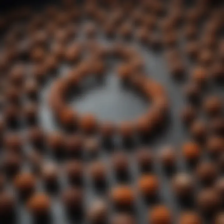 Different types of Rudraksha beads displayed together to highlight their diversity.