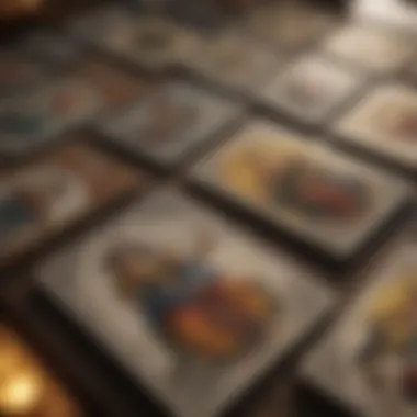 Close-up of tarot cards being shuffled, showcasing intricate designs