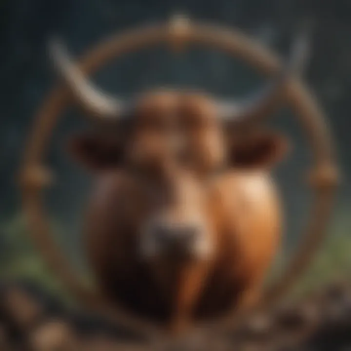 Symbolic representation of Taurus sign with earthy elements