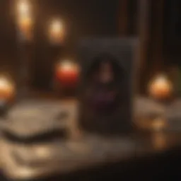 A mystical tarot card spread illuminated by candlelight