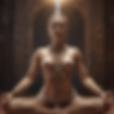 Energy Flow During Kundalini Meditation A visualization of the upward flow of energy through the chakras during meditation.