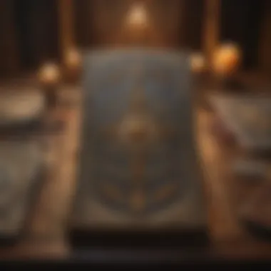 Giant Tarot Card Display A captivating layout of giant tarot cards on a mystical table