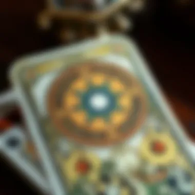 Close-up of Tarot Card Symbolism A close-up of a tarot card with symbolic imagery