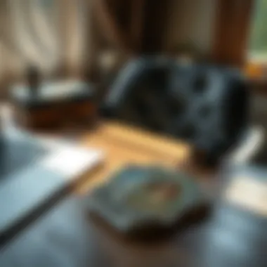 Serene Workspace with Tarot Cards A serene workspace with tarot cards and a laptop