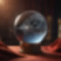 A mystical crystal ball on a velvet cloth