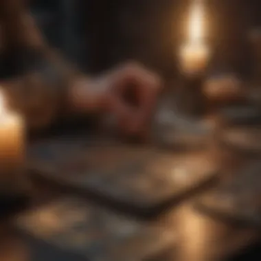 Mystical Tarot Card Spread A mystical tarot card spread illuminated by candlelight