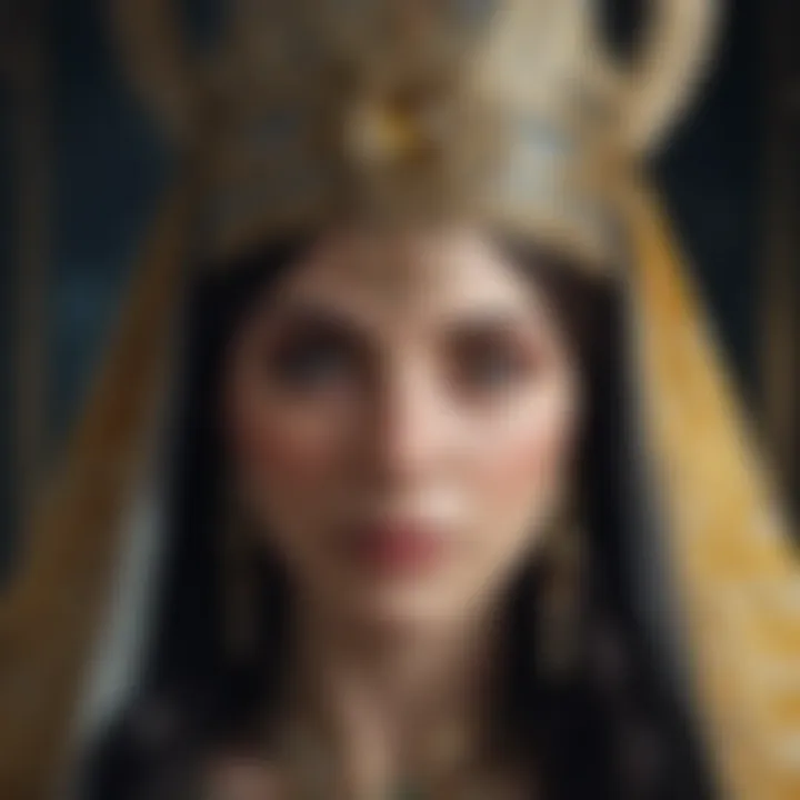 Close-up of a tarot card depicting the High Priestess