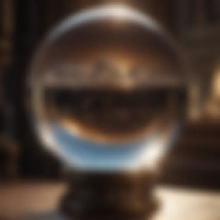 A close-up of a crystal ball reflecting light