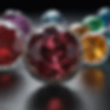 A display of gemstones highlighting their color and clarity