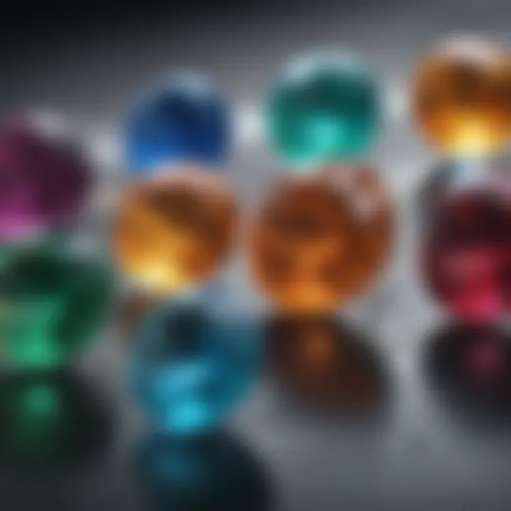 Close-up of various gemstones associated with Gemini