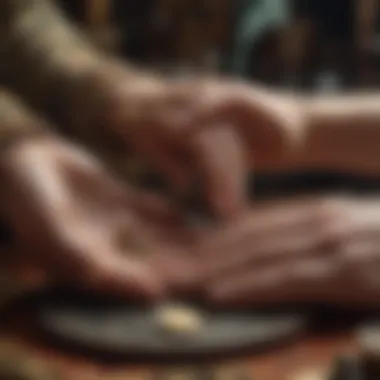 Historical depiction of palm reading practices