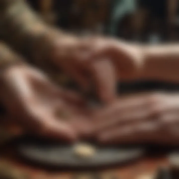 Historical depiction of palm reading practices