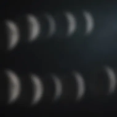 Symbolic depiction of the moon and its various phases