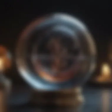Cosmic Reflections in Crystal Ball A beautifully crafted crystal ball reflecting cosmic symbols.