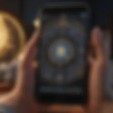 Astrological symbols and smartphone displaying an astrology app