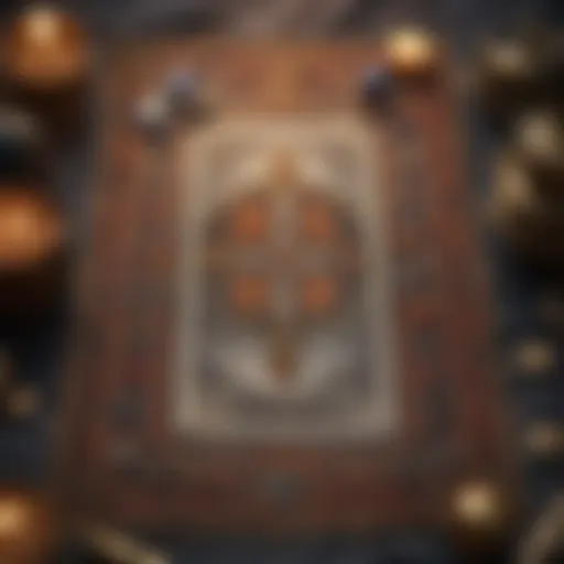 A close-up of tarot cards laid out on a mystical cloth
