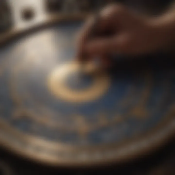 Person analyzing astrological chart with focus