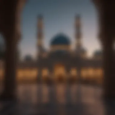 A serene mosque illuminated at night during Ramzan