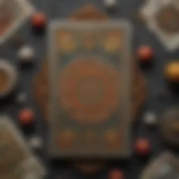 A vintage tarot card spread displaying intricate designs and symbols