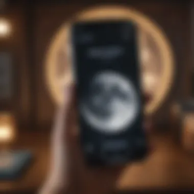 Engaging with Moon Astrology on Smartphone Person engaging with moon astrology on a smartphone