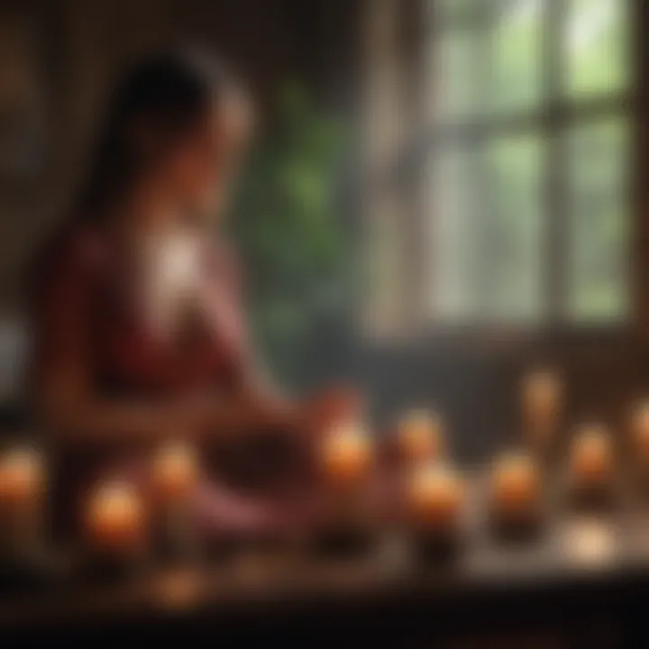 A calm meditation scene with candles, promoting personal growth and introspection.