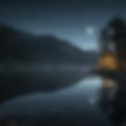 Reflection of the moon on a tranquil lake