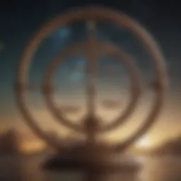 Symbol of Libra with celestial backdrop