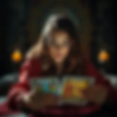 Deep Reflection on Tarot Readings An illustration of a person contemplating tarot cards with a mystical backdrop