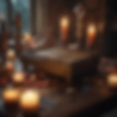 Creating a Space for Tarot Reflection A contemplative space adorned with crystals and candles, inviting reflection and spiritual growth.