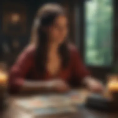 Introspective Environment for Tarot Reading A serene setting for tarot reading, emphasizing introspection and personal growth