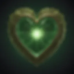 A vibrant illustration of the heart chakra symbol, radiating green energy.