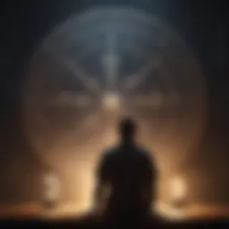 A person contemplating their life path number with numerology symbols in the background.